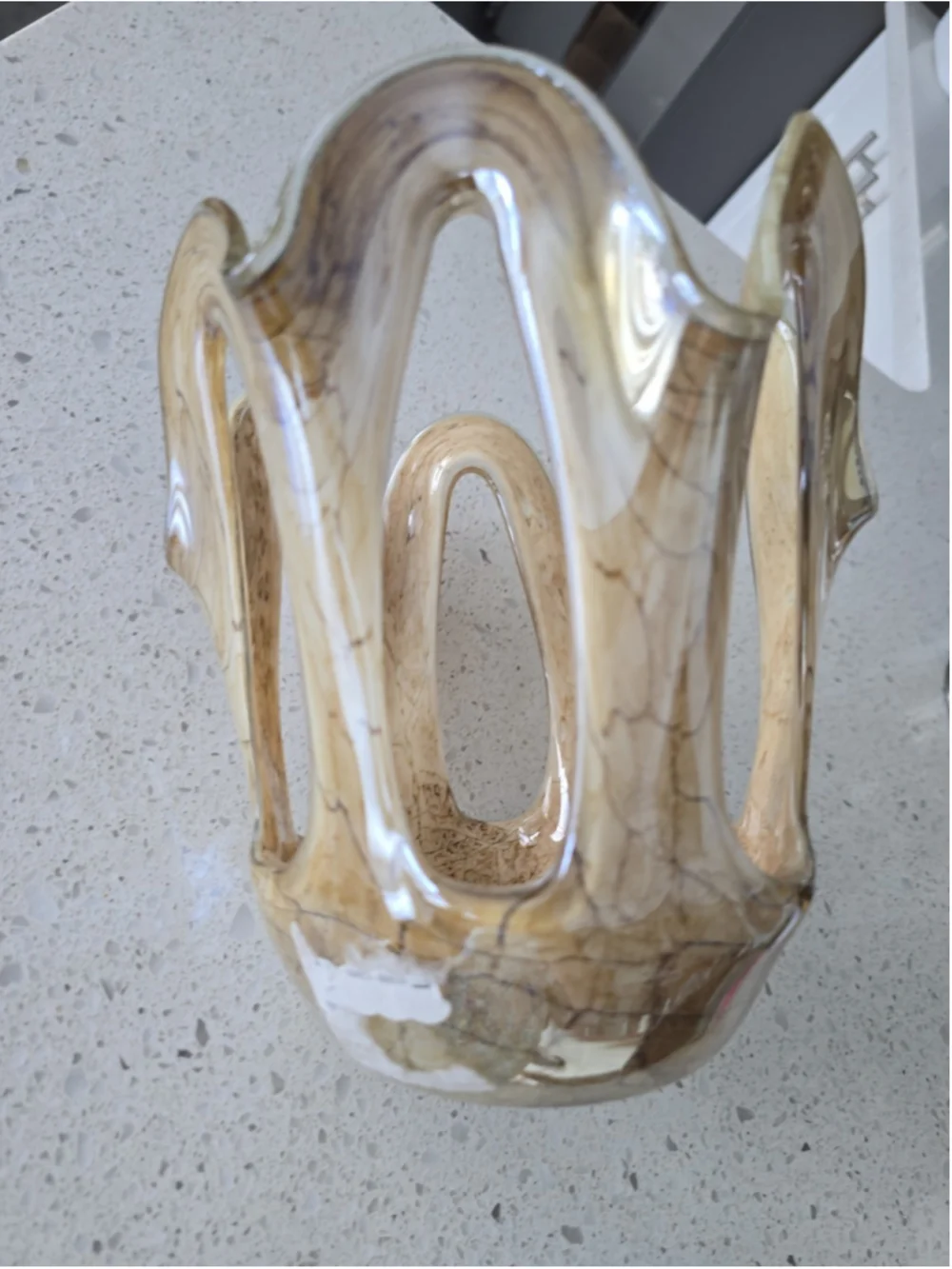 Vintage Jozefina Krosno Handkerchief Hand Blown Art Glass Decorative Vase